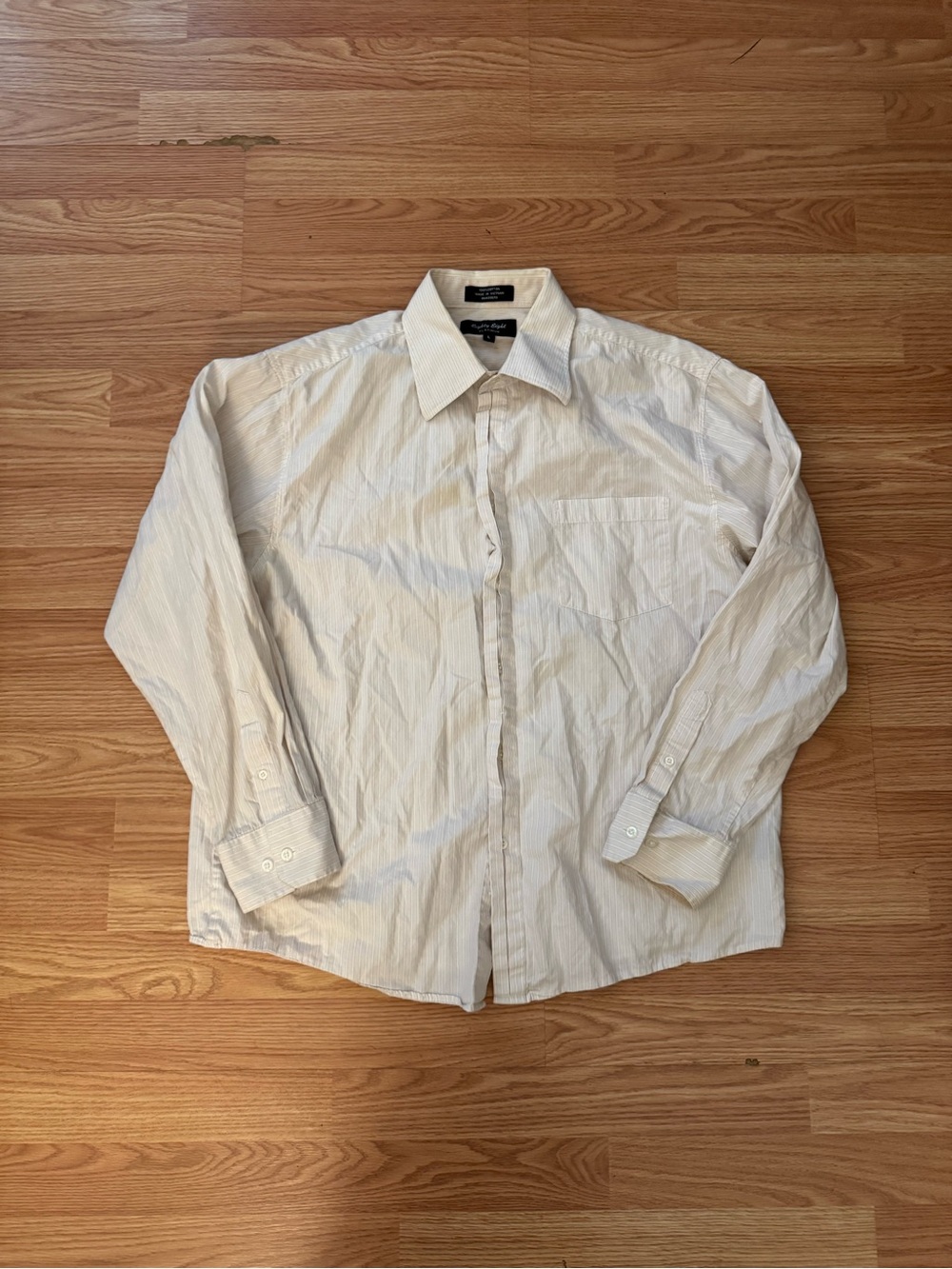 Classic Men's Cream Button-Down Dress Shirt